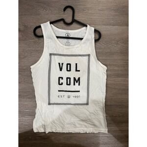 Volcom Mens Graphic Tank Top White Cotton Est 1991 Logo Sleeveless Shirt Small